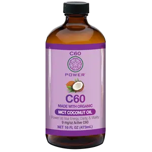 C60 POWER Certified Organic Edible Health Supplement - C60 in MCT Coconut Oil, USDA Pure Antioxidant, Energizing, Fitness Support for Dietary Wellness & Vitality, Fitness Supplement
