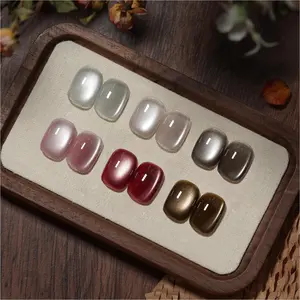 GAOY Maple Twilight Glitter Cat Eye Polish Set with Magnet, 6 Retro Maillard Sparkling Shades, Crystal Holographic Nail Art, Long Lasting Gel for Home & Salon Manicure