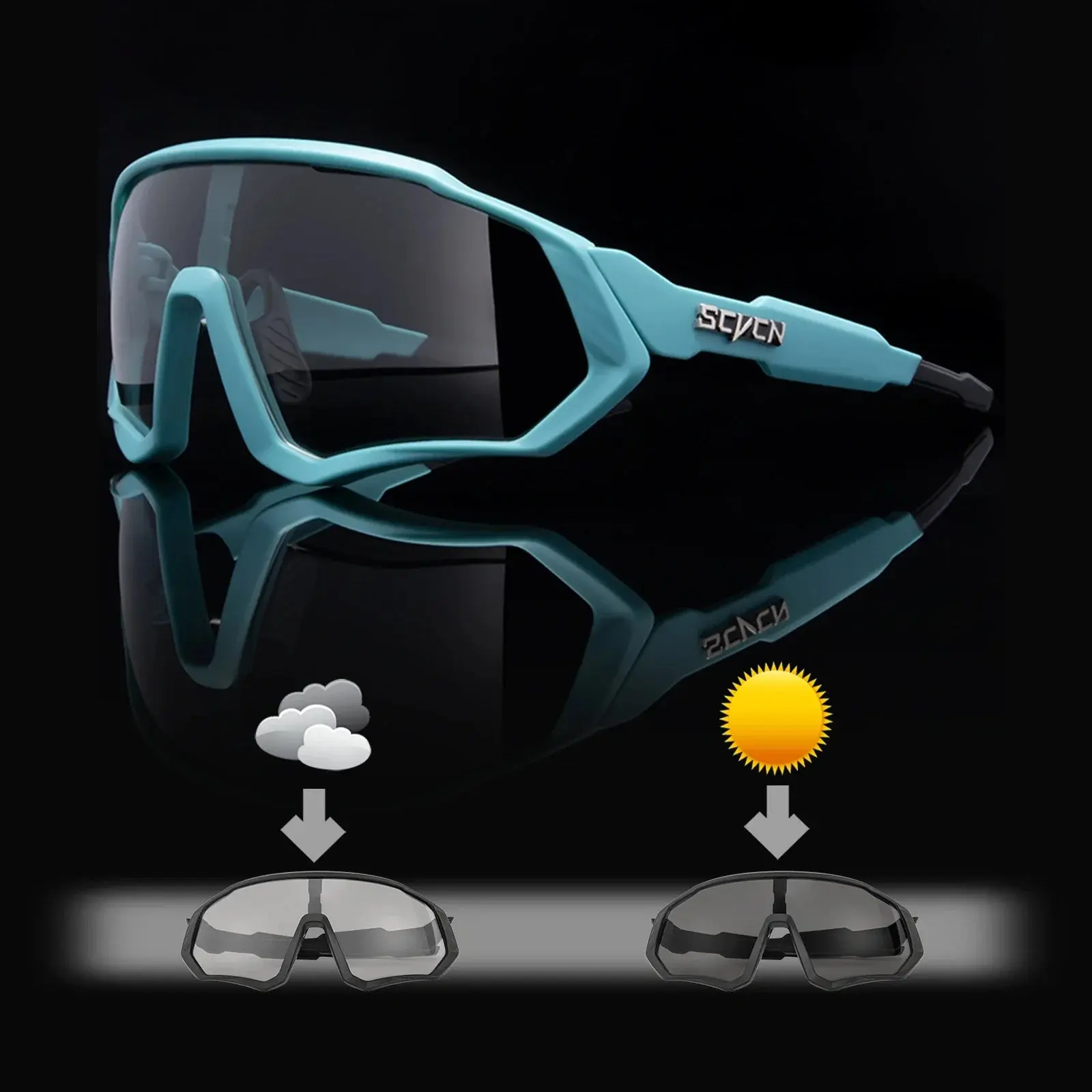 VeloShade™ ProVision Photochromic Sports Glasses - Auto-Adjustable UV-Protection Lens Eyewear for Cycling, Multi-Sports Outdoor Activities, Sunglasses, Anti-Skid, Impact-Resist., Outdoor Sports, Uv400 Shield, Aerodynamic Design, Outdoor Enthusiasts