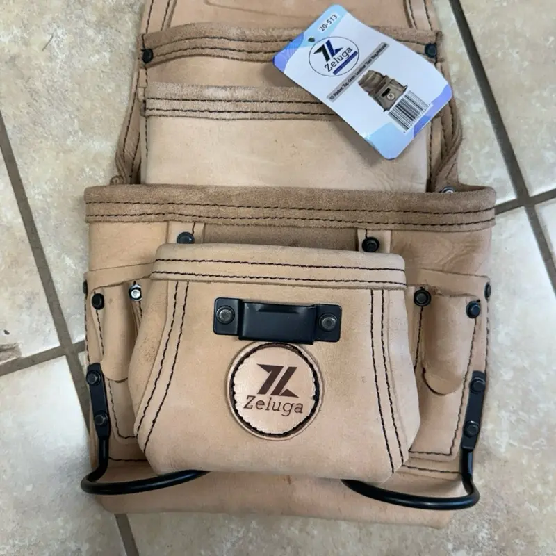 ZELUGA 20-513 10 pocket Top Grain Leather Tool Bag, Natural