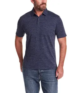 Diamond Texture Polo in Maritime Blue