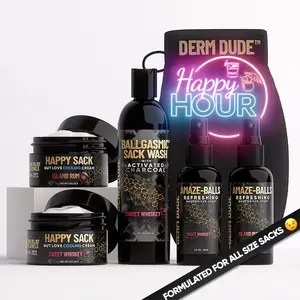 Happy Hour Sack Set – Anti-Chafing & Cooling with Nut Love Cooling Cream, Charcoal Activated Sack Wash, and Deodorizing Spray - Comfort Skin Repair