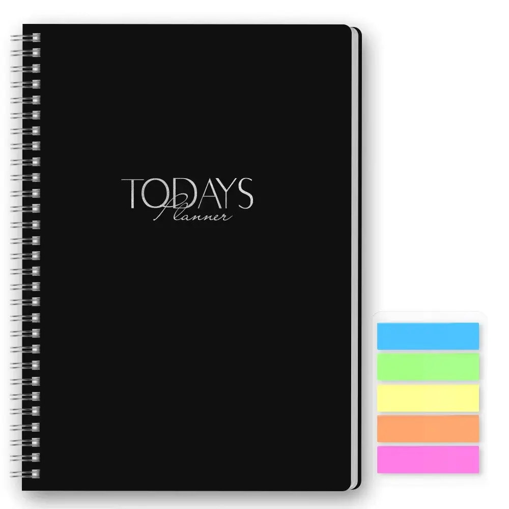 Daily Planner Book Time Line Schedule Notebook Undated Planner with To-Do List Habit Tracker Minimalist Coil Efficiency Hand Journal with Stickers Productivity Planner Modern Planner Day Planner