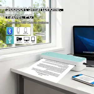 Hztz Mini Portable A4 Thermal Printer, Wireless Connection, Compatible with Android and iOS, Includes 10 Tattoo Papers, High-Quality Printing