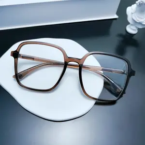 Blue Light Blocking Reading Glasses 100-400 Strength Oversized Square Frame Lightweight Presbyopic Readers for Men Women Large Face Anti Glare Computer Glasses Fashion Big Frame Black Brown