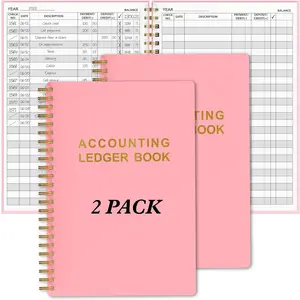 2 Pack Accounting Ledger Book - A5 Check Register for Small Businesses & Personal Use, Account Book for Tracking Money, Expenses, Deposits & Balance