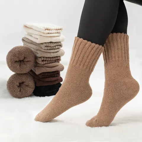 BomKinta Women's 5-Pair Soft High-Stretch Mid-Calf Socks - Breathable Comfy, Casual Stylish, Cozy Polyester Knit Socks for Fall-Winter Everyday Wear with Modest Romantic Glam Vibe,sohochic