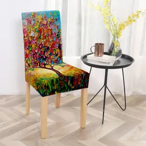 Colorful oil - painting - style polyester chair covers, Dining Chair Slipcover, Dining Chair Protector, suitable for dining rooms, living rooms, studies, bedrooms, cafes and studios, comfortable, durable and easy to install