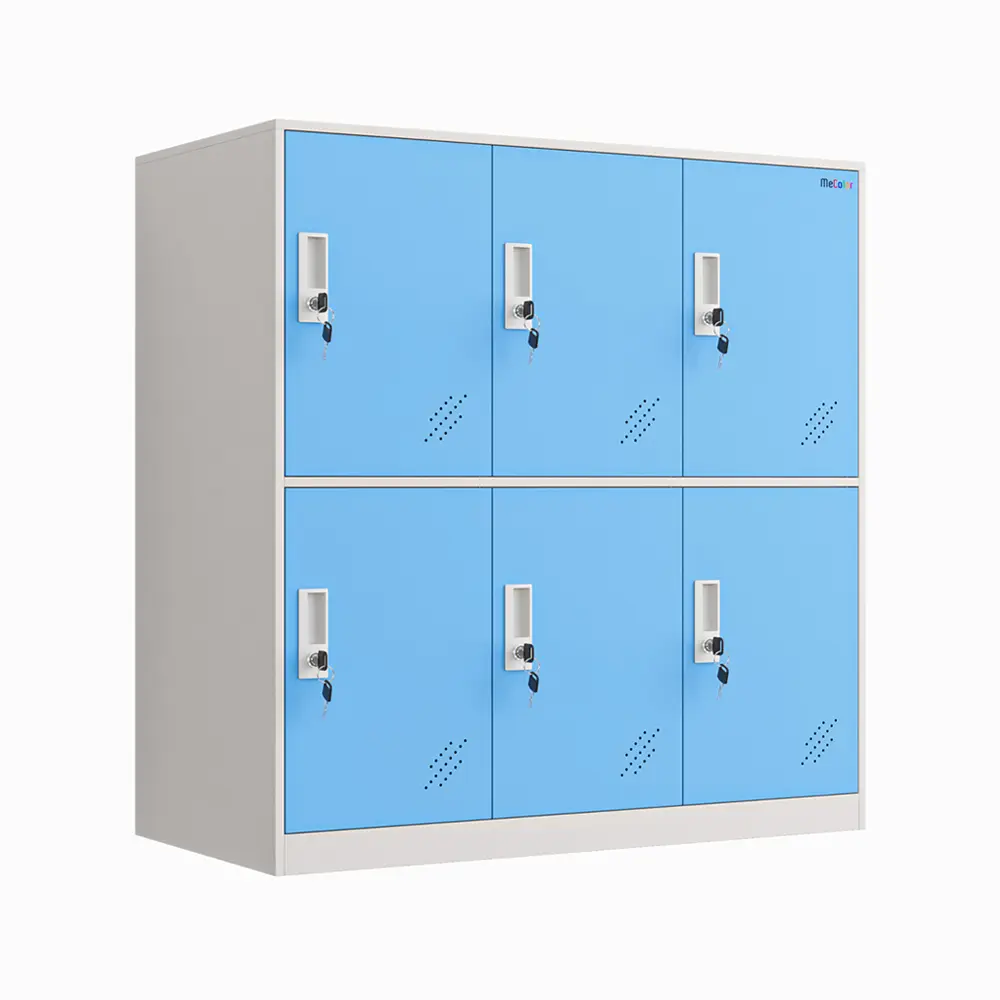 6 Door Metal Employee Locker with Keys - Secure Storage for Office, Gym, School (Lockable)