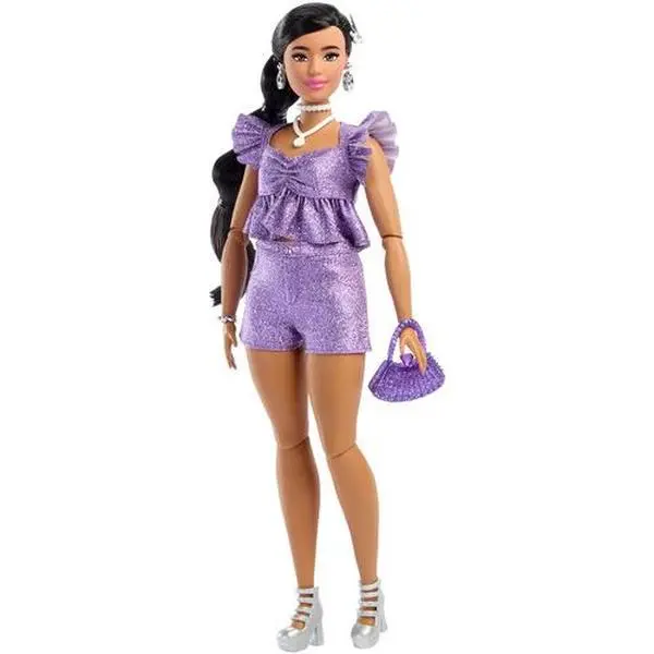 Barbie Deluxe Style with Black Hair in Metallic Purple Top & Shorts  [COLLECTIBLES] Paper Doll