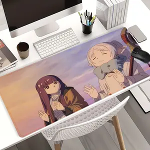 Anime Frieren & Fern Sunset Desk Pad Desk Mat Gaming Mousepad XXL Mouse Pad for Laptop Desk Mouse Pad Extra Large Desk Accessories with Non-Slip Rubber Base Stitched Edges Surface for PC Gamers Office Workers & Home Use