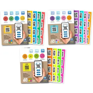 QR Code  | Color Coded Scannable Stickers for Storage Bins, Moving Containers & Organization | Pack and Track Inventory  iOS & Android App | Pack of 48 (, Modern & Neon Bundle)
