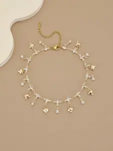 Heart Pendant Anklet for Women, Dainty Layered Anklet, Elegant Zirconia Fringe Ankle Chain, Adjustable Shiny Zirconia Anklet Jewelry