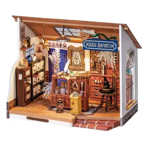 Rolife Kiki's Magic Emporium DIY Miniature House Kit with Furnitures Tiny House Making Kit with LED Light Creative Gifts for Teens Adults Home Decor