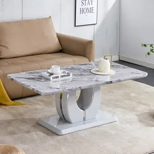 Modern simple luxury rectangular coffee table in wood color. The computer desk. The game table. Suitable for dining room, living room, terrace, kitchen