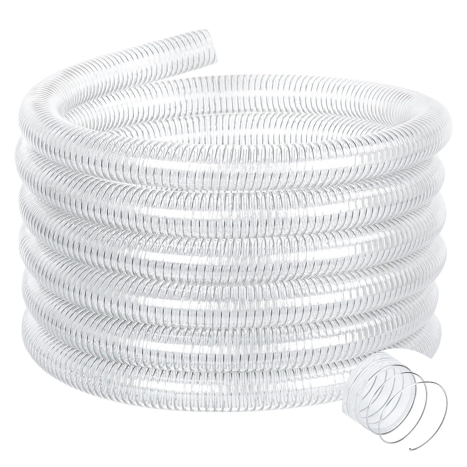 Explorinox 25FT Clear PVC Hose with 4 Clamps – Heavy Duty Flexible Vinyl Tubing for Dust Collection, Water, Fuel, and Oil