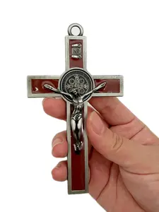 Vintage Crucifix Wall Cross Pendant, St. Benedict Metal Wall Art, religious home decor, Faith Back To School Gift for Your Acquaintances, Stylish Religious Decor