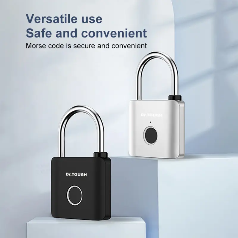 Dr.TOUGH 130g Compact Biometric Scan Fingerprint Padlock, IP65 Waterproof Keyless Entry Lock with USB Charger, Battery-Powered Heavy-Duty Electronic Lock for School, Fence, Versatile Use, Closet