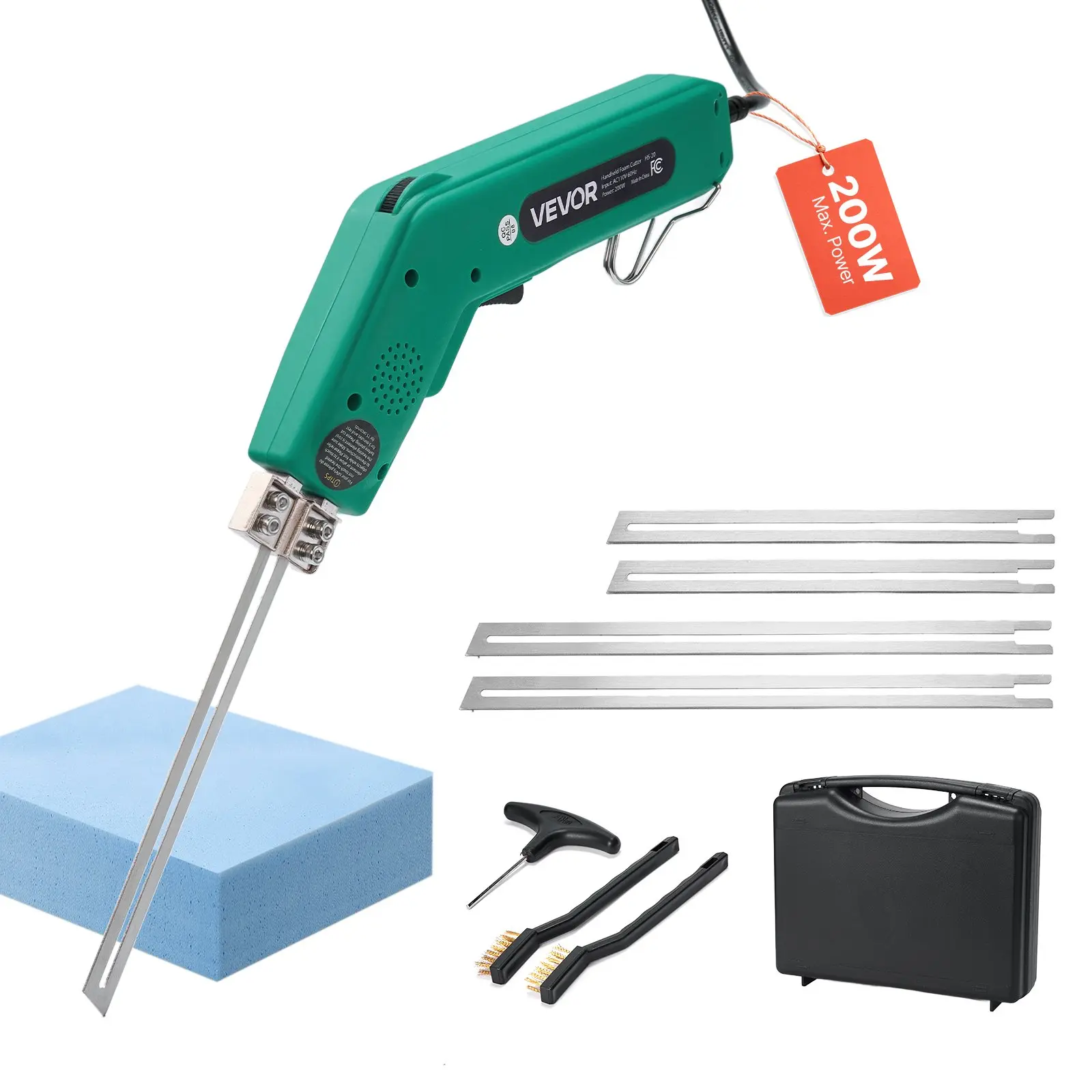 VEVOR Hot Knife Foam Cutter, 200W Electric Foam Cutting Tool, 122 - 932 Adjustable Styrofoam Cutter with 6 8 Cutting Blades for KT Board, Polyethylene, Sponge, Rubber - Tool Box Included