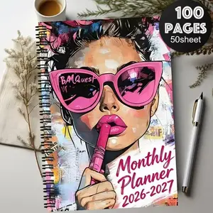 Women's Monthly Planner 2026-2027, Pop Style Design, Practical Planning Functionality, Ideal for Efficient Living, 100 Pages
