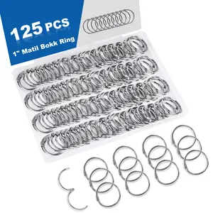 125-Pack Metal Ring Binders, Small Size 1 Inch Index Card Rings, Nickel-Plated Metal Book Rings, Ideal for School Home Office Use, Office Stationery Supplies, Silver Color