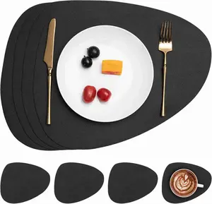 Table Mat - 4 Large & 4 Small Black Placemats for Dining Table Set of 8 Kitchen Accessories Versatile Easy to Use Elegant Modern Look