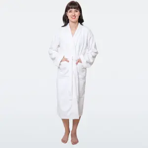 GOLD TEXTILES Premium Terry Cloth Robes for Women Lightweight Long Bathrobe Adjustable Towel Robe Belt with Collar