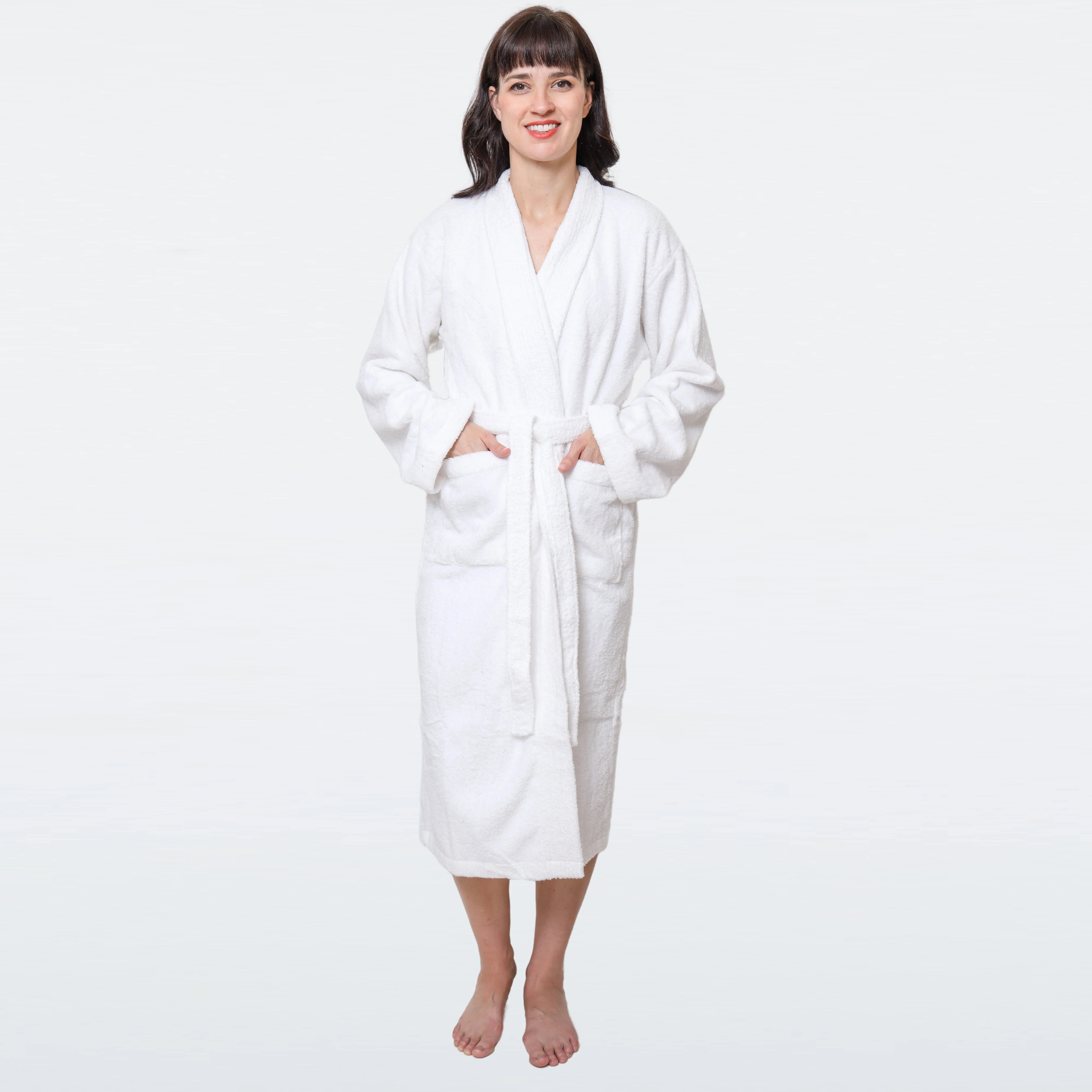 GOLD TEXTILES Premium Terry Cloth Robes for Women Lightweight Long Bathrobe Adjustable Towel Robe Belt with Collar