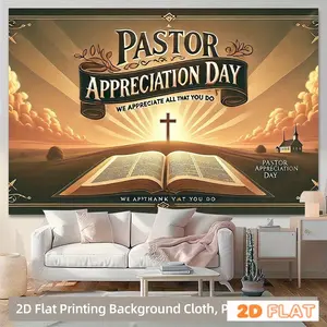 2D Flat, 2D Flat Printing Backdrop Banner 1pc, Pastor Appreciation Day Poster Polyester Background Cloth, Multipurpose Backdrop Fabric Wall Covering, for Living Room Office Home Decor/ Outdoor Decor/ Party Deco, Holiday Gift