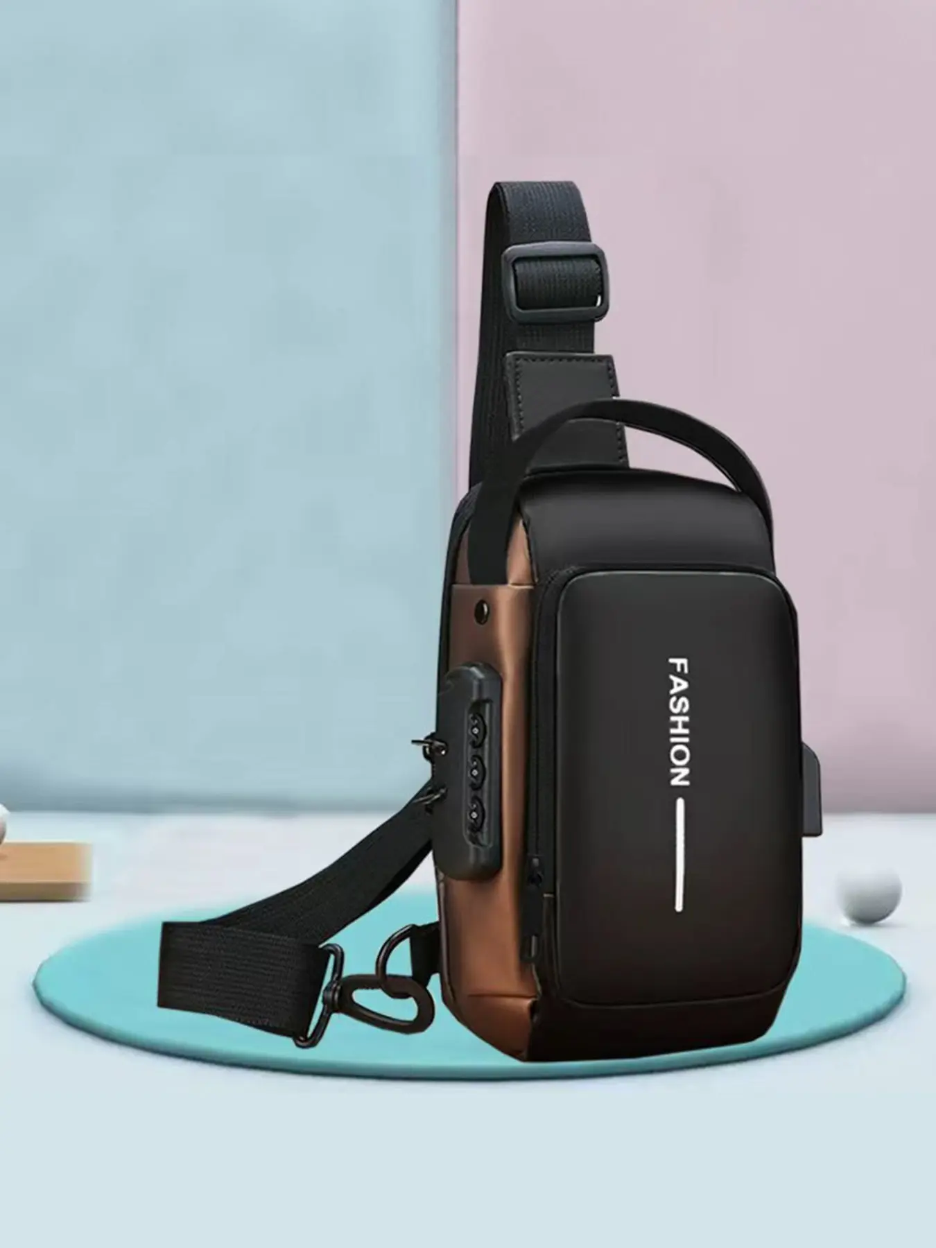 Multifunctional Password Lock Fashion Chest Bag, Large Capacity Portable Commuter Phone Crossbody Bag, Cool Handbag Shoulder Bag Zipper Casual Belt Bag, Versatile Bag for Men