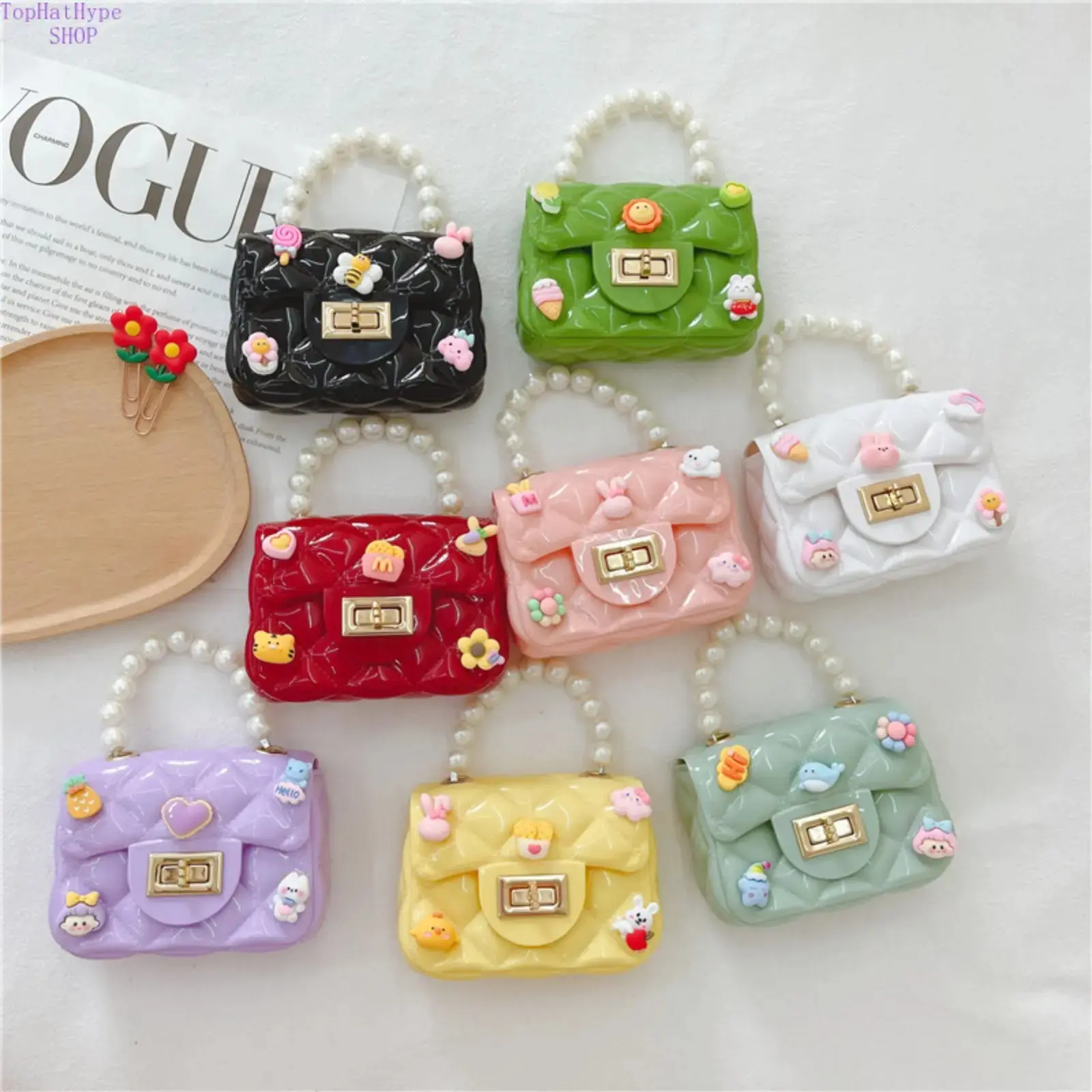 2026 Cute Mini Jelly Purse - Quilted Crossbody Shoulder Bag with Pearl Handle, Princess-Style Candy-Color Small Handbag, Lightweight Versatile Coin & Lipstick Bag for Toddlers, Little Gifts for Girls