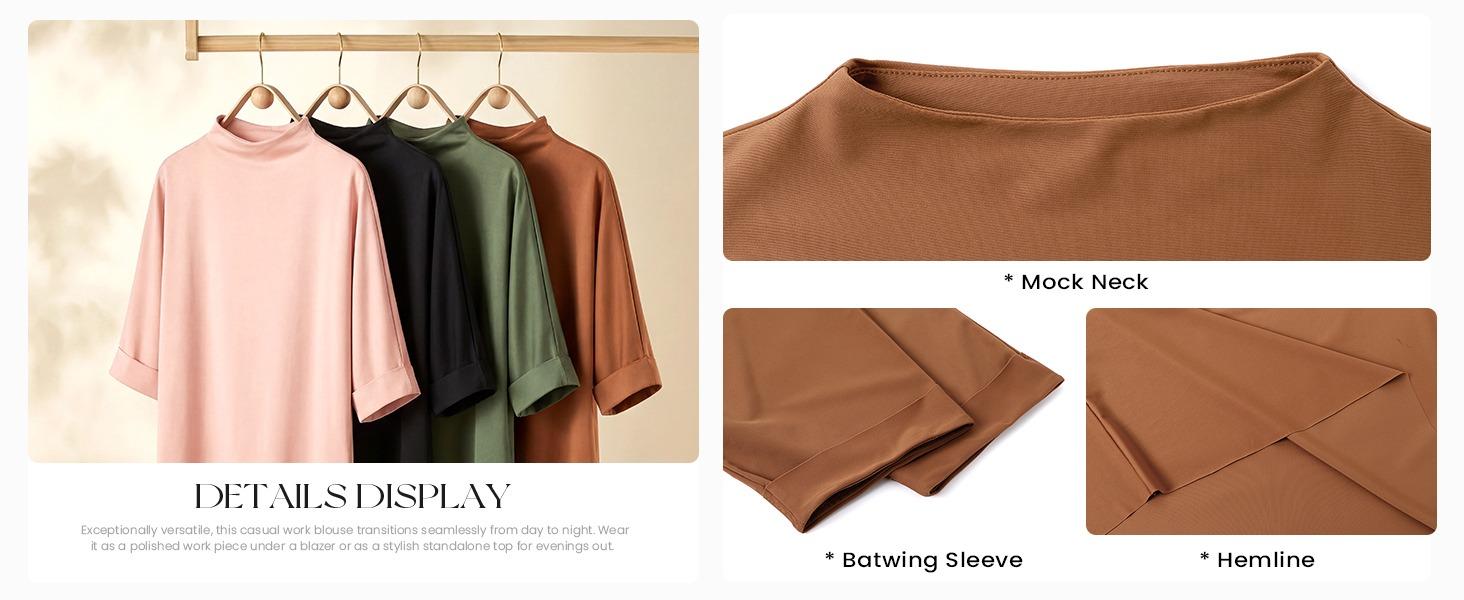 Arssm Women’s Mock Neck Blouse – Oversized Half Sleeve Turtleneck Top for Business Casual Office & Everyday Outfits Arssm Women’s Mock Neck Blouse – Oversized Half Sleeve Turtleneck Top for Business Casual Office & Everyday Outfits