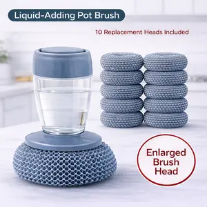 Automatic Liquid Filling Comfort Handle SoapDispense Palm Brush for Kitchen Sink Pot BowlCleaning, tackle tough stain, kitchen stoveCleaning, grease removal, brush applicator,glove brush Squeegee