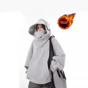 Loose Hoodie Sweatshirt Women plus Size Comfortable Winter Jacket Couple Outerwear Polyester Fiber Thickened Hooded Sweatshirt Tops Womenswear