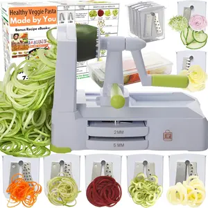 7- Vegetable Spiralizer: -Heaviest Spiral Slicer,  Veggie Pasta Spaghetti Maker for Low Carb/Paleo/Gluten-Free Meals, With Container, Lid,   & 4 Recipe Ebooks