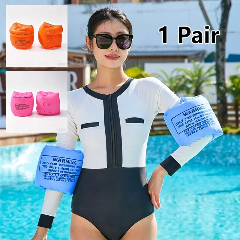 Thick Inflatable Float Arm Bands for Adults and Kids, Dual Air Bag Water Safety Swimming Arm Circle with Buoyancy, Buoyancy Aid, Universal Use, 1 Pair