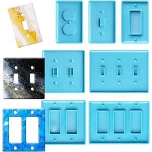 [Summervibes] 7Pcs/Set Light Switch Cover Resin Molds,Socket Panel Plaster Mold for Epoxy Resin,Plate Silicone Mould Outlet Cover Molds for DIY Crafts Making,Christmas Party Gifts,Hand Tools Kits