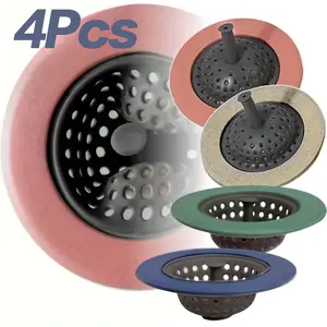 Set Of 4 Kitchen Silicone Sink Strainer Garbage Disposal Strainer Sink Drain Catcher Plug Drain Cover Kitchen Sink Basket for Kitchen Sinks