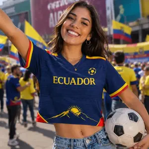 2026 Custom Ecuador Soccer Crop Top Jersey, Ecuador Soccer Jersey, Custom Name Number Ecuador Jersey Fan Gift BOS