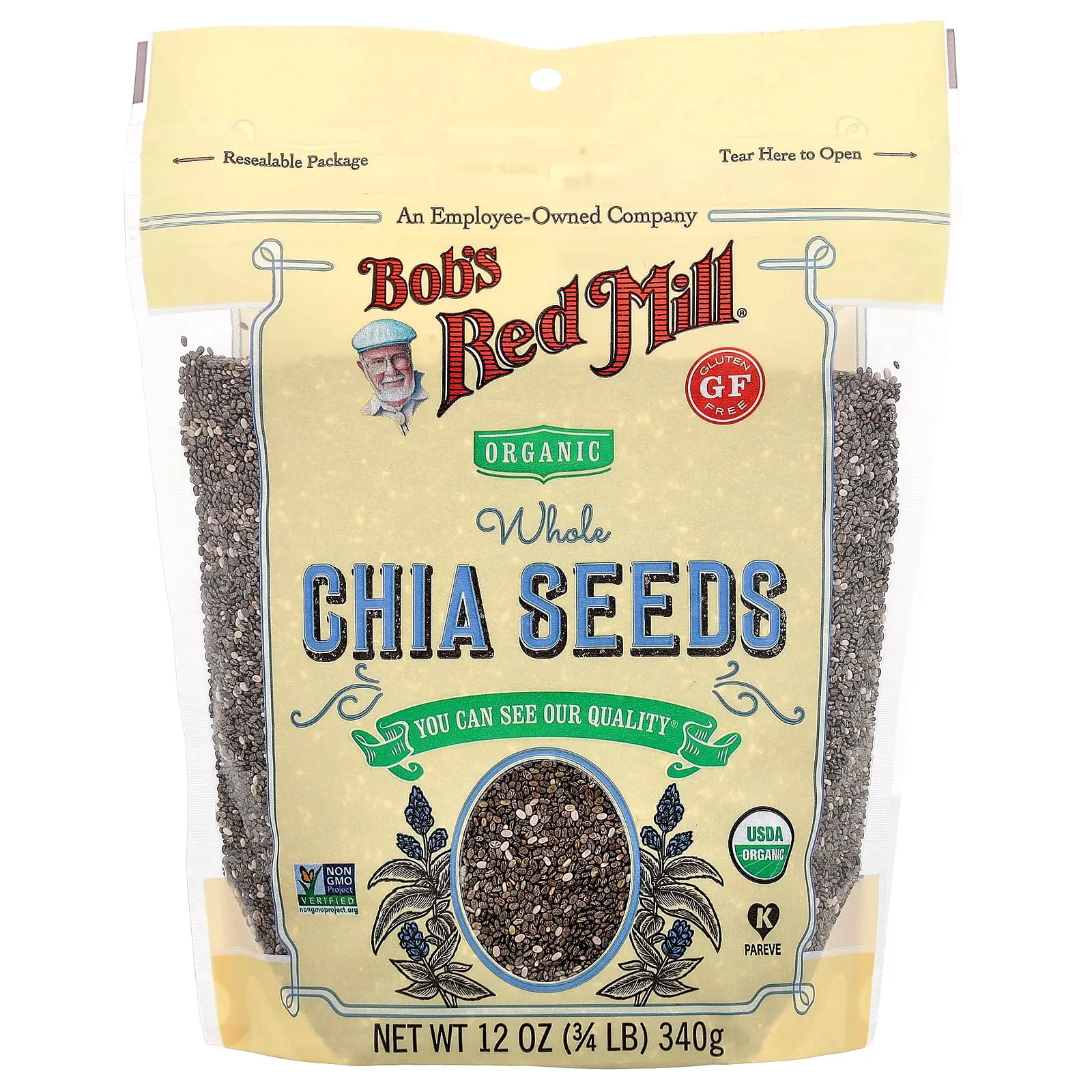 Bob's Red Mill Organic Chia Seeds, Whole , 12 oz (340 g)