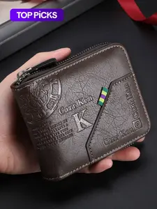 Father's Day Gifts, Men's Letter Embossed Zipper Short Wallet, Casual Multi Card Slot Wallet, Fashionable Wallet for Daily Use, Trendy All-match & Exquisite Wallet for Birthday Gift, Elegant Fashion Wallet