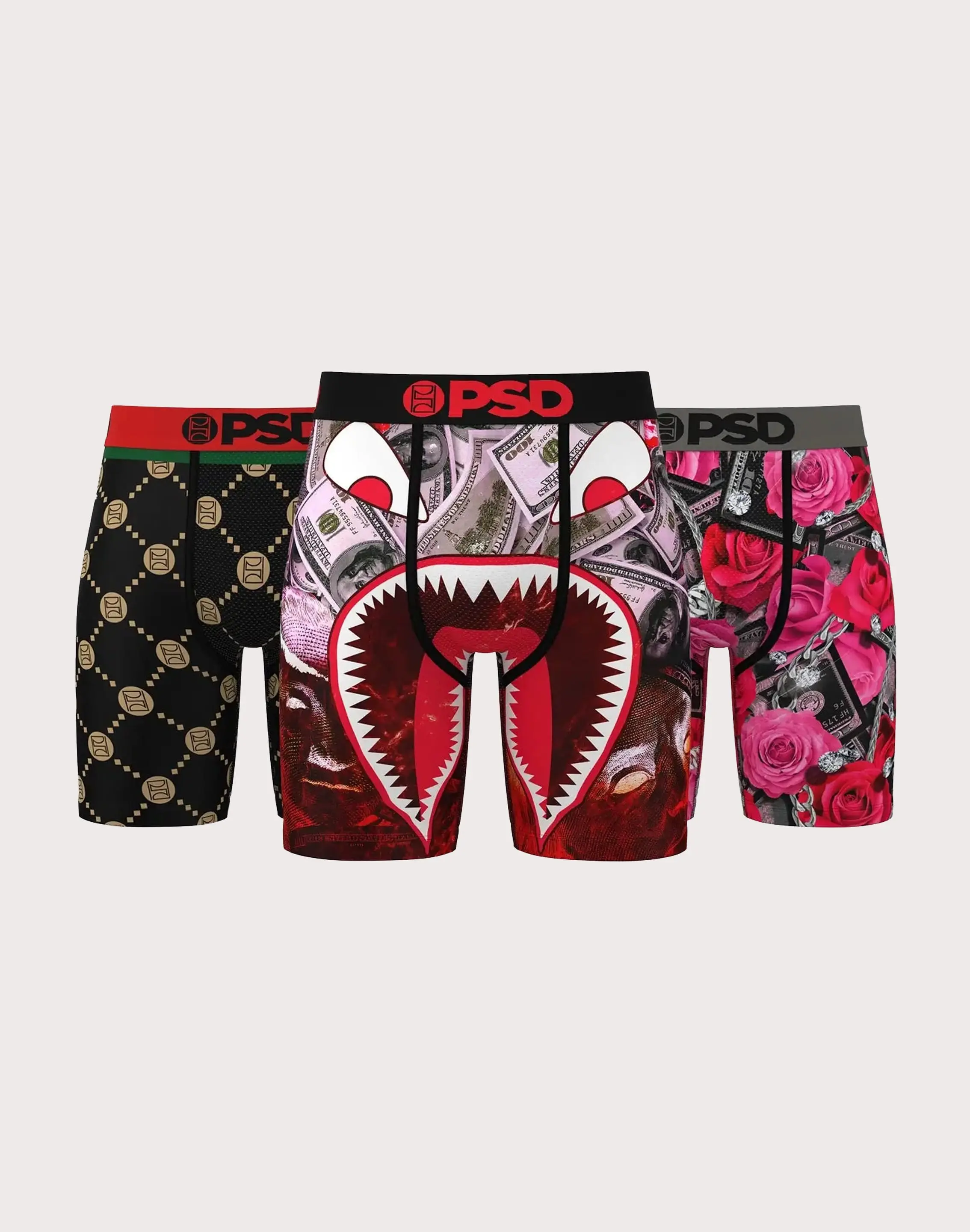 Mens Psd Underwear Rich Ruby Boxer Briefs 3-Pack