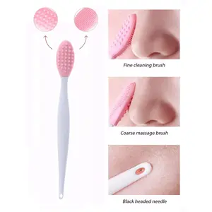 Pink Silicone Nose Clean Brush,Exfoliating Pore Beauty Facial Brush,Skin Care Massager Tool,Deep Clean Remove Acne Blackheads Skin Care Tools,Face Scrubber Cleansing