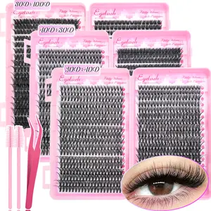 720PCS Eyelash Extension, Eyelash Extensions Set, Individual Volume False Eyelashes, DIY Lash Extension Kit, Eyelash Cluster D Curl, Eyelash Styles, 8-16mm Mixed Style Natural Thick Style with Eyelash Tools for Personal Use