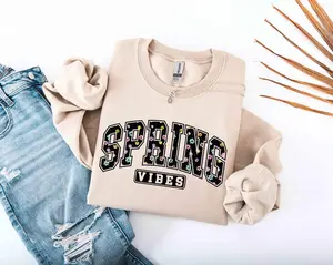 [Sale off up to 50%] Floral Spring Vibes Sweatshirt, Spring Vibes Hoodie, Spring Season Tee, Easter Day Hoodie, Easter Spring Shirt, Happy Easter Sweatshirt