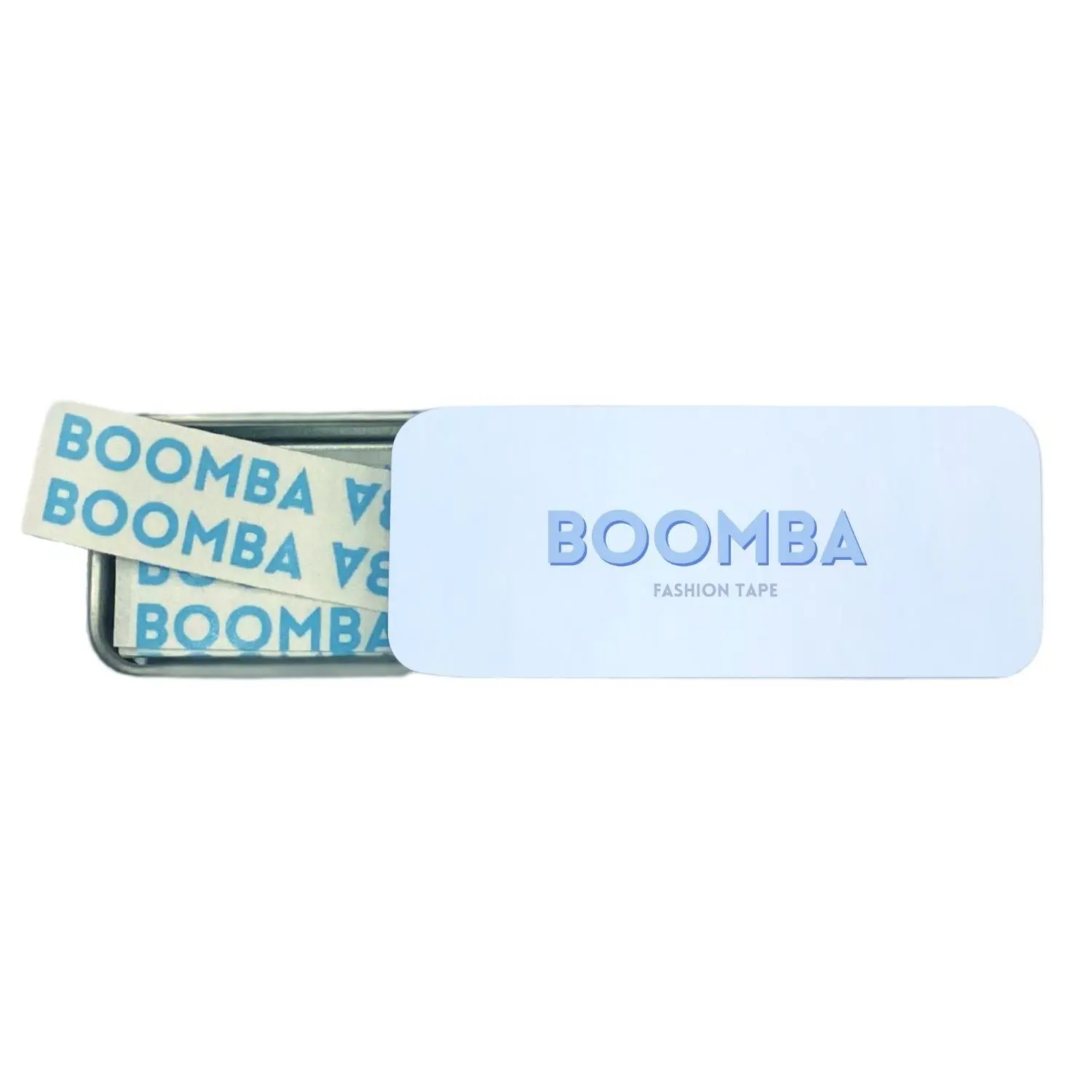 BOOMBA Magic Strips - Clear Adhesive Double-Sided Tape for Extra Security - 20 Pieces in Tin - Skin Safe & Easy to Peel - Fashion Tape for Women