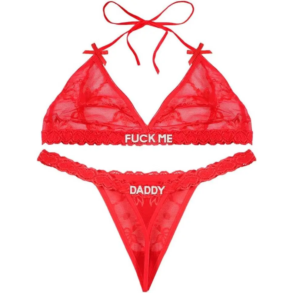 Personalized Thongs with Names Bra Set Custom Thong Bra with Shine Rhinestone Letters Customized Underwear Set