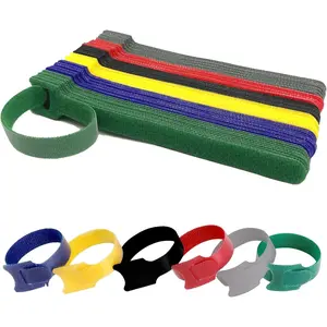 Organize Your Cables with 60 count  Fastening Velcro  Ties - 6 Inch  Management Ties in 6 Colors, Adjustable Cord Ties with Hook and Loop for Home and Office Electronics