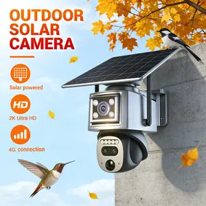 NiSee 4G LTE Wireless Solar Powered Triple-Lens Linkage Security Camera - True 360° 4MP/2K HD Live View,AI Tracking,Two-Way Talk,Color Night Vision, Remote APP Controlled,No WiFi, No Ethernet Cable,WaterProof