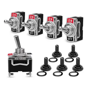 Nilight 90012E Heavy Duty Rocker Toggle 15A 250V 20A 125V SPST 2Pin ON/Off Switch Metal Bat Waterproof Boot Cap Cover-5 Pack